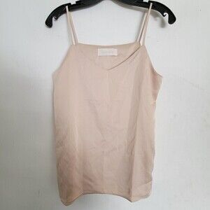 Mademoiselle Blush Pink Tan Cream Silky Strappy Cami Tank Top Blouse